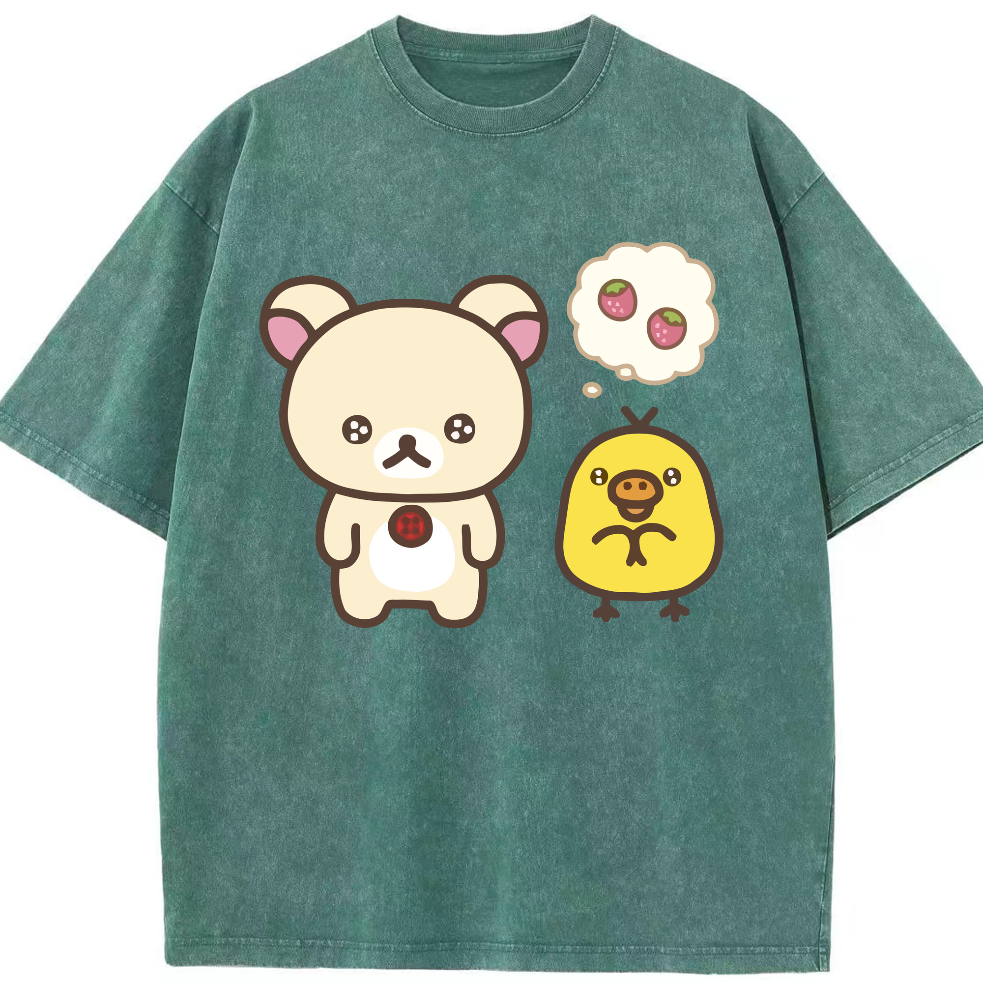 （画像用） リラックマ リラックマ キイロイトリ Rilakkuma Korilakkuma Kiiroitori 綿100% ヴィンテージ風 半袖Tシャツ（フロントプリント）
